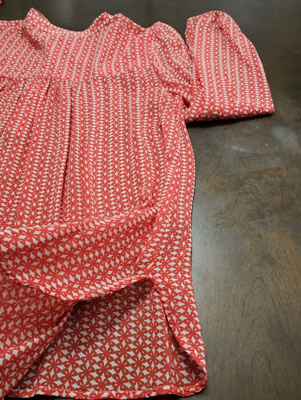 Lucky Brand Sheer Beaded Boho Peasant Blouse Orange Flowy Loose Womens Medium - Picture 10 of 12